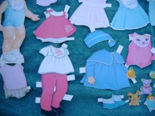 Vintage 1963 Tiny Chatty Twins Paper Dolls Set Whitman Baby & Brother 