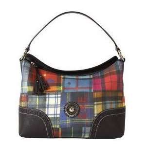 AUTHENTIC Dooney and Bourke Patched Plaid LARGE Slouch Handbag 