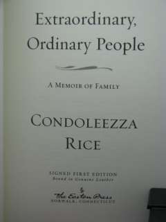 1st, signed, Extraordinary Ordinary People by Condoleezza Rice, Easton 