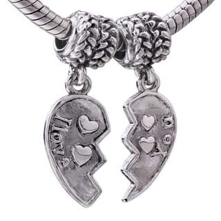 PUGSTER LOVE YOU SILVER CHARM BEAD FOR BRACELET A98  