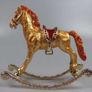  Crystal Jeweled Trinket Box   Rocking Horse J527