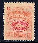 nicaragua o96 1896 50 centavos map of nicaragua red overprint