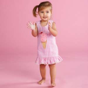 Mud Pie Baby Girl Clothes Ice Cream PomPom Dress 12 18m  