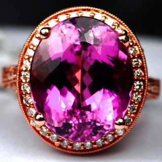 13.65cts~Yellow Gold Diamond Purple Tourmaline Ring~ IF  