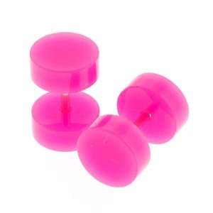  Pink Acrylic Fake Plugs   0G, 16G Ear Wire   Sold as a 