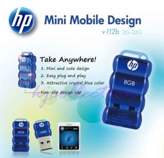 HP 4GB 4G USB Flash Pen Drive Mini Nano Tiny Disk BLUE v112b  