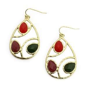  Fashion Dangle Earrings; 2L; Gold Metal with Multicolor 