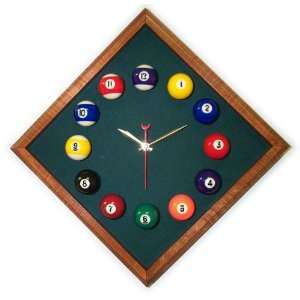   Diamond Billiard Clock Mahogany & Spruce Mali Felt