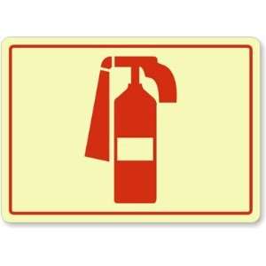  Fire Extinguisher Symbol Glow Aluminum Sign, 14 x 10 