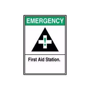  EMERGENCY FIRST AID STATION (W/GRAPHIC) 14 x 10 Adhesive 