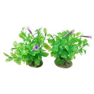  Como 2 Pcs Fish Tank Aquarium 4 1/2 High Floral Plastic 