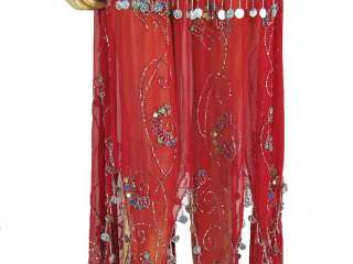 Gorgeous Hand Crafted beaded 2 PC set of Bridal Red Belly dance Top 