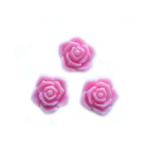  3pc Pink Roses Flat Back Resins Cabochons pn7 Arts 