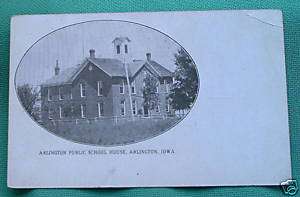 Arlington Iowa IA 1909 Public School House Postcard UDB  