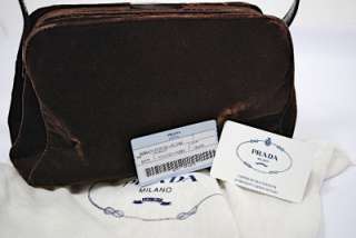   MILANO Borsa In Tessuto Rettile Brown Velvet Handbag/Shoulder Italy