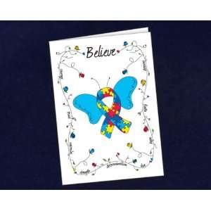  Butterfly Believe Note Card (FUNDRAISING)   Autism Ribbon 