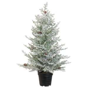  32 Iced Cedar Pine Tree w/Cone in Pot Green Ice (Pack of 2 