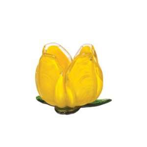  Yellow Tulip Glass Tea Light Holder