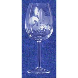  Individually Hand Etched Fleur De Lis White Wine Glass 9 