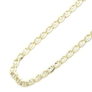  14K Two Tone Gold 2mm Mariner Link Gucci Flat Chain 