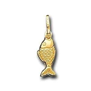  14K Solid Yellow Gold Small Fish Charm Pendant IceNGold Jewelry