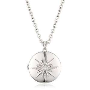 Belle Noel Palladium Plated Star Deco Locket Necklace