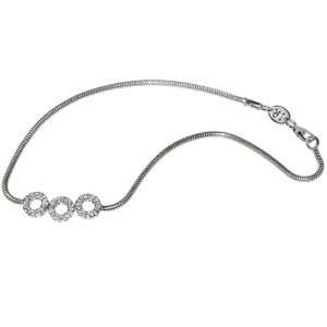 14K White Gold 10 Snake Anklet Bracelet, Set with Three Open Circle 