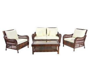 4pc Outdoor Wicker Patio Furniture Conversation Set  