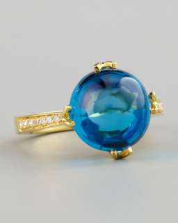 Jelly Bean Blue Topaz Ring, Yellow Gold