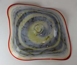 HOLDMAN STUDIOS  Hand Blown Art Glass Platter in Yellow, Black, and 