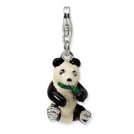 Sterling Silver Panda Eating Grass Lobster Charm  