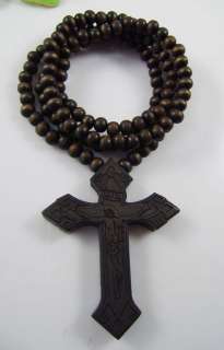 Jesus cross pendant long necklace good wood Men Women hiphop chain 