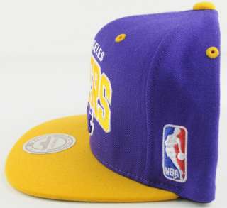 Lakers Mitchell Ness SnapBack Hat Purple Yellow Gold Cap NBA LA Los 