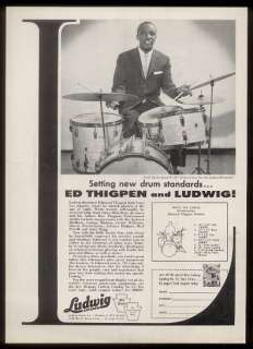 1958 Ed Thigpen photo Ludwig drum set vintage print ad  