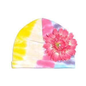  Pastel Tie Dye Hat with Candy Pink Daisy Baby