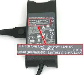   label on AC adapter for your notebook   to check the Output power