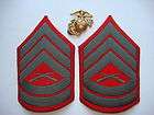 Set Of USMC GOLD/RED GYSGT CHEVRONS + 1 EGA Metal Badge