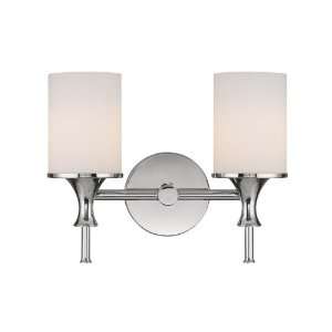   Studio 2 Light Vanity Fixture, Polished Nickel with Soft White Glass