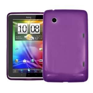   Purple Gel Skin Case Cover for HTC Flyer Cell Phones & Accessories