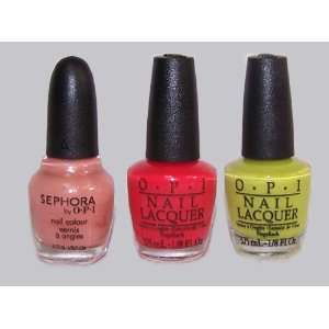 Sephora O.P.I 3pc SET Mini Nail Lacquer Colour * Lets Do Lunch * Red 