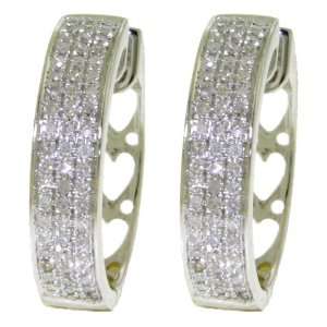    10K Gold Hoop Huggie Earrings with Genuine Diamonds Jewelry