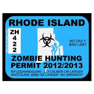  Rhode Island Zombie Hunting Permit 2012 (Bumper Sticker 