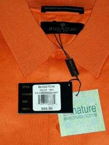   Uomo NWT L 100% Cotton Long Sleeve Mens Golf Polo Shirt Orange  