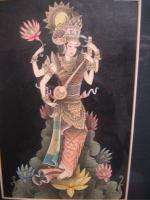  Goddess Painting~Balinese Art Hand Carved Wood Frame UBud Bali  