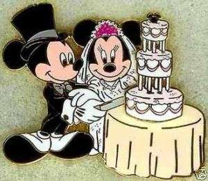 Mickey & Minnie   Bride and Groom Cutting Weddding Cake  