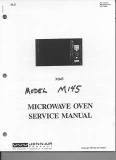 Jenn Air Microwave Oven Manual  Model M145  