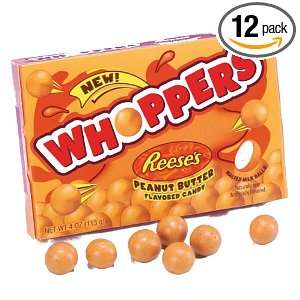Hershey Whoppers Peanut Butter Theater Box, 4 Ounce Boxes (Pack of 12 