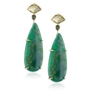 Kendra Scott Jewel Tones 14K Gold Plated Green Agate Sher Earrings 