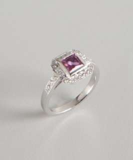 Armadani pink sapphire and diamond square cut ring   
