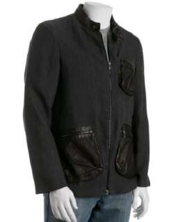Armani Giorgio Armani charcoal linen canvas zip jacket   up to 
